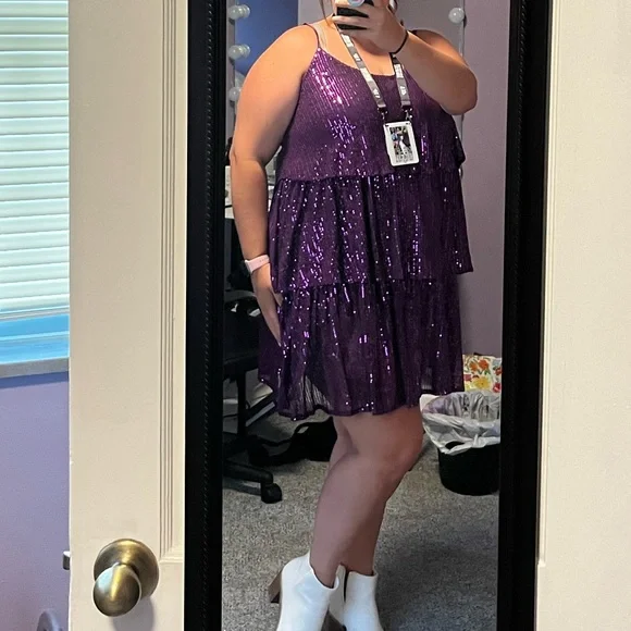 Taylor Swift Dress!! Glitter Sequin Dress Adjustable Strap Sparkle Layered  Dress